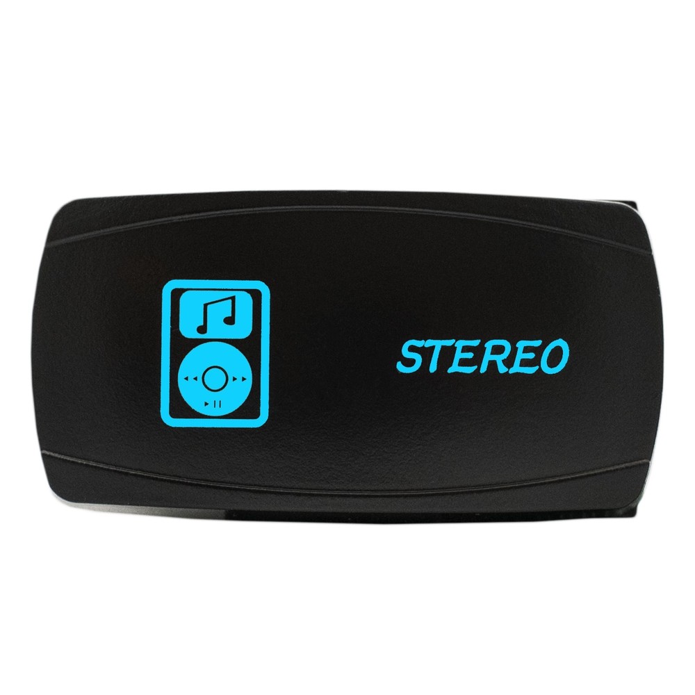 BLUE Dual Back-lit Rocker Switch Laser Etched 20A STEREO Horizontal