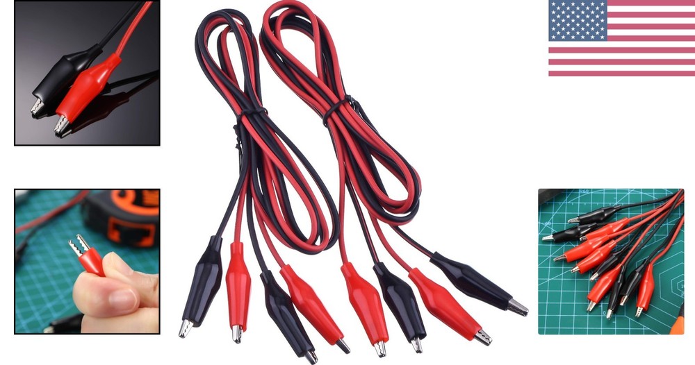 4 Pcs Alligator Clips & 40-Inch Leads - Safe Electrical Testing Wires