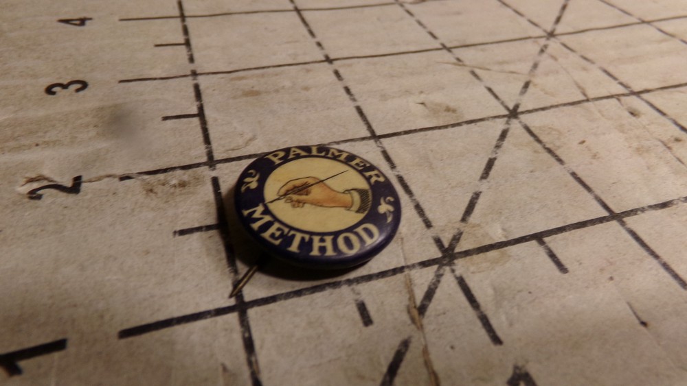 Antique Vintage Palmer Method Writing Penmanship Pin Back Button Merit Award