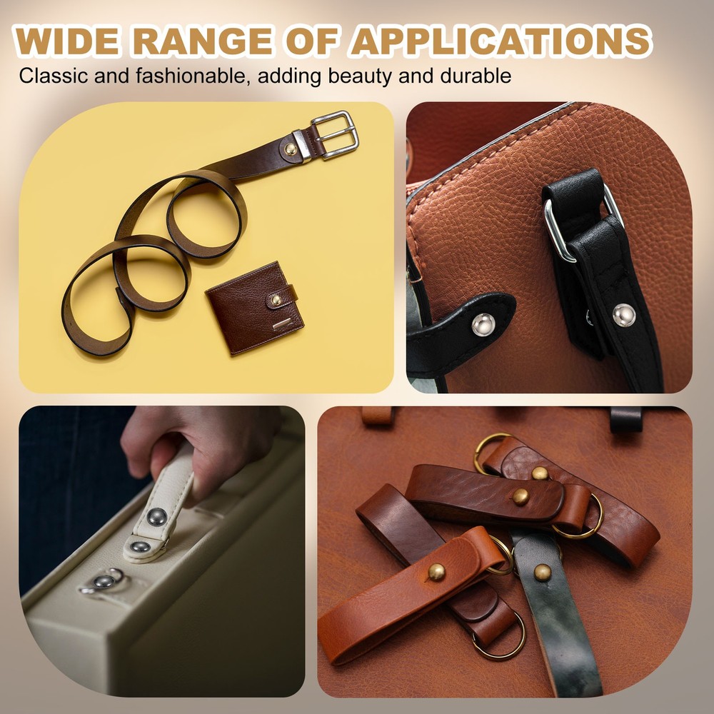 20Set 4mm Leather Rivets Ball Head Stud Screw Back Round Head Button Gold