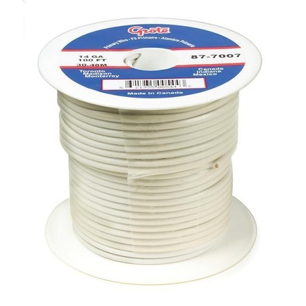 Grote 894007 Primary Wire, 8 Gauge, White, 25 Ft Spool