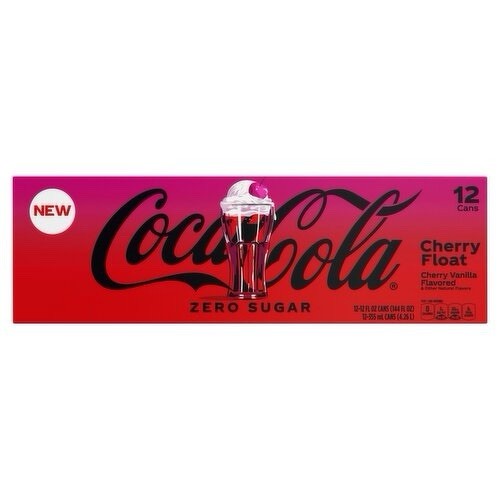 Coca-Cola Zero Sugar Cherry 🍒🍦Float Soda Soft Drink Cans, 12 fl oz, 12 Pack
