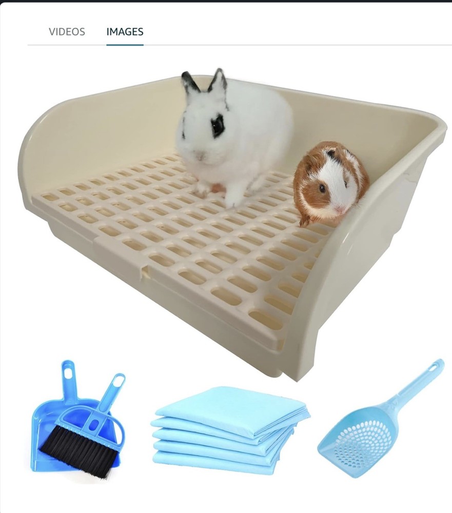17"x13" Extra Large Rabbit Litter Box with Pads and scooper High Sided Plast...
