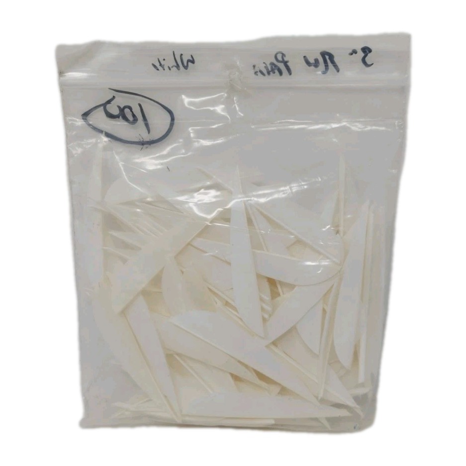 100 Pack Archery Arrow Feathers 3" Right Wing: Parabolic White