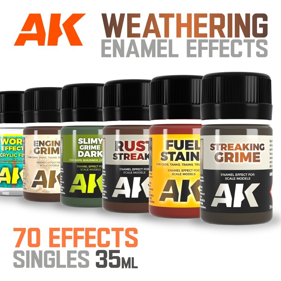 AK Interactive: Weathering Effects & Washes - Liquid Enamels - 35ml Singles