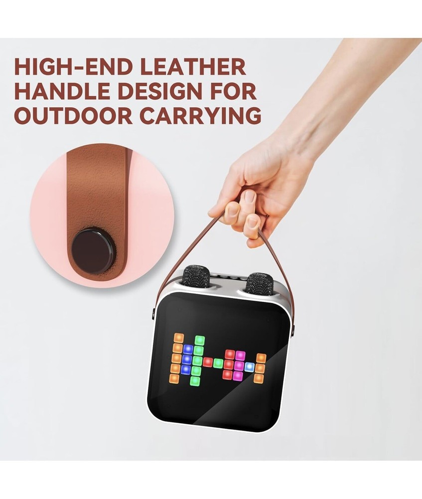 Portable Karaoke Machine with 2 Wireless Microphones Bluetooth Record