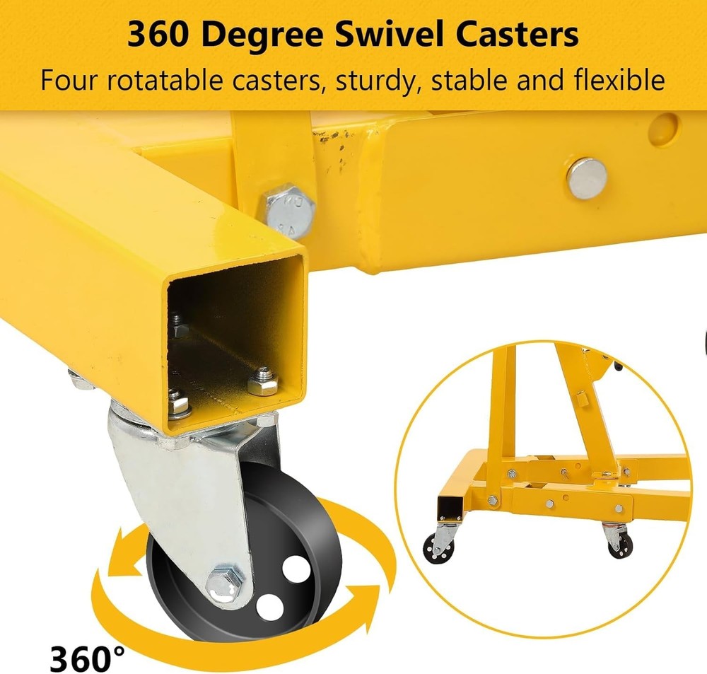 2Ton/4400lbs Folding Engine Crane Cherry Picker Hydraulic Hoist Workshop Lifter