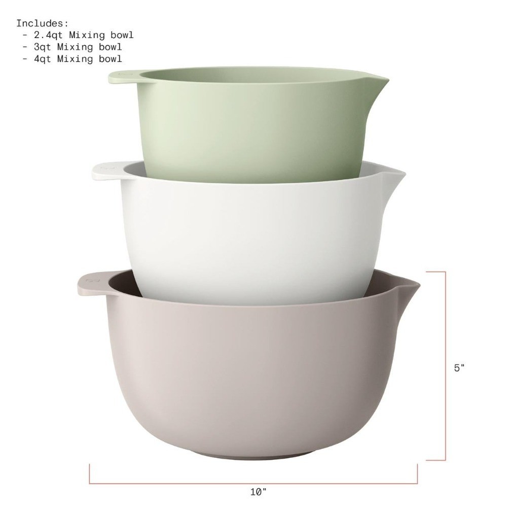 3-Piece Mixing Bowl Set, Assorted Colors