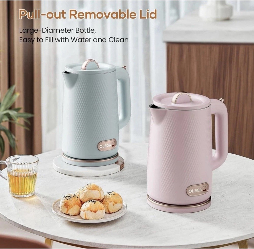 OLEGA Cordless Electric Kettle 1.8L Pink 1500W Double Wall Auto Shut-off
