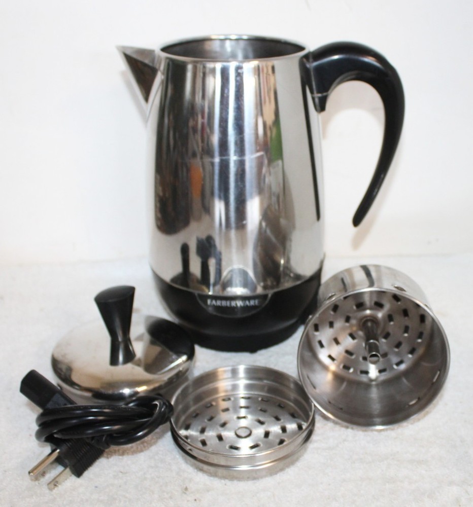 Vintage Farberware 8 Cup CFCP280 Coffee Perculator ~ Compete Working ~ READ