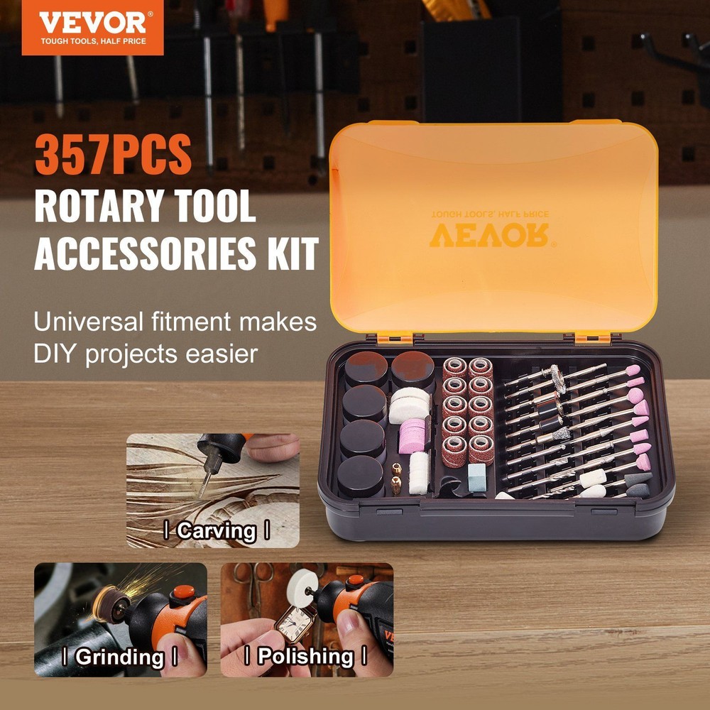 Universal Rotary Tool Accessory Kit 357PCS Accessories Kit 1/8" Diameter Shank