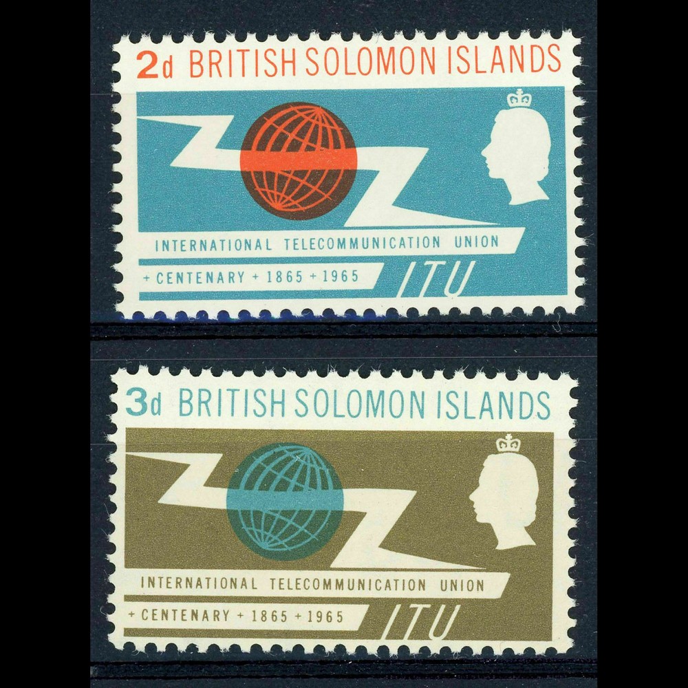 BRITISH SOLOMON ISLANDS 1965 SG127-28 ITU CENTENARY SET -  MNH