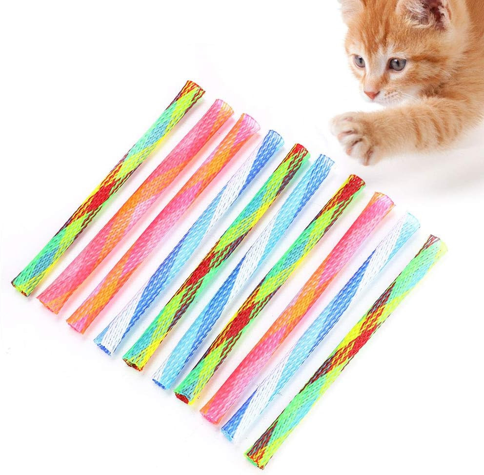 Cat Spring Tube Toy, 10Pcs Freely Folding Spring Shape Multi Bouncing Toy Fun Pe