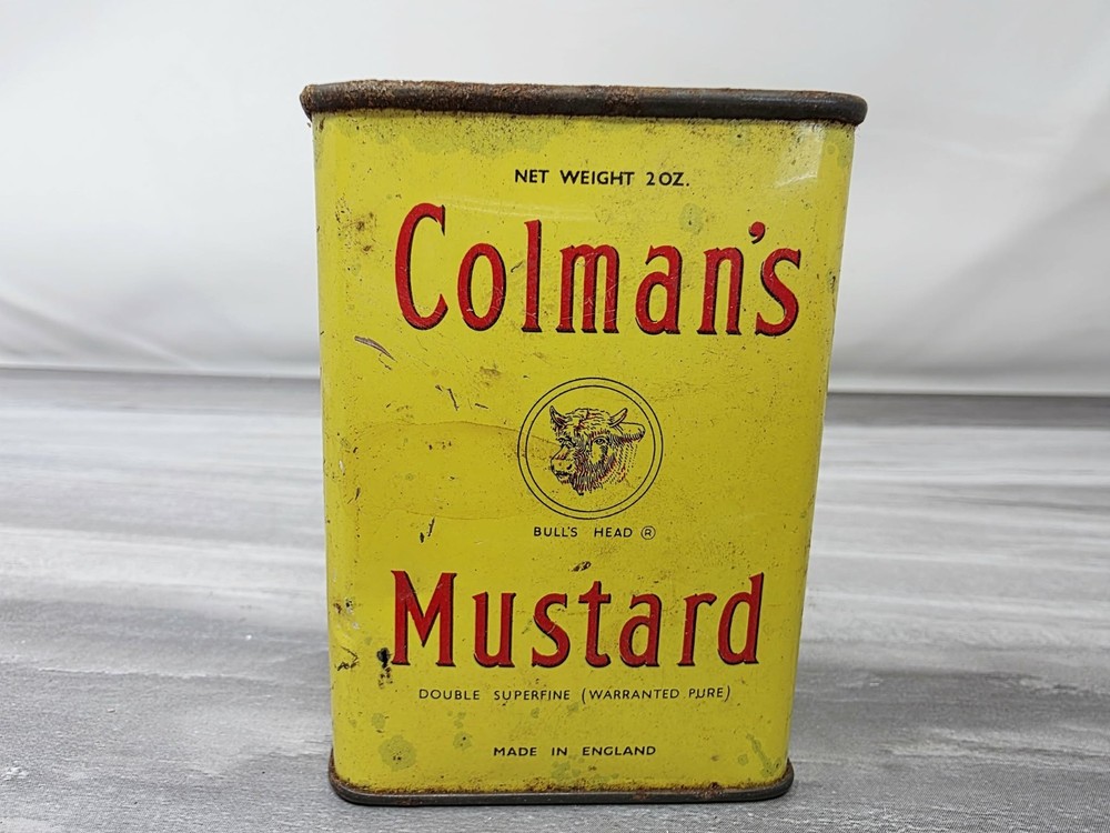 Vintage Advertising Metal Kitchen Spice Tin /   Colman's  Mustard