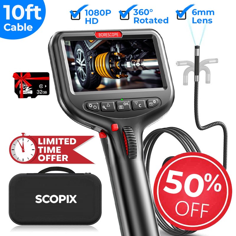 10ft Flexible Cable 360° 2Way Articulating Borescope Endoscope Inspection Camera
