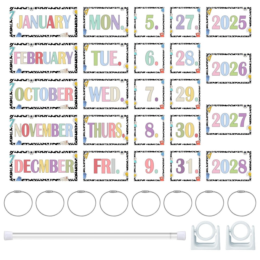 54 Date Cards Composition Notebooks Flip Calendar Adjustable Holder Pastel