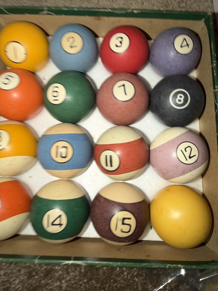 Vintage Billiard Pool Balls 2 1/4" Set