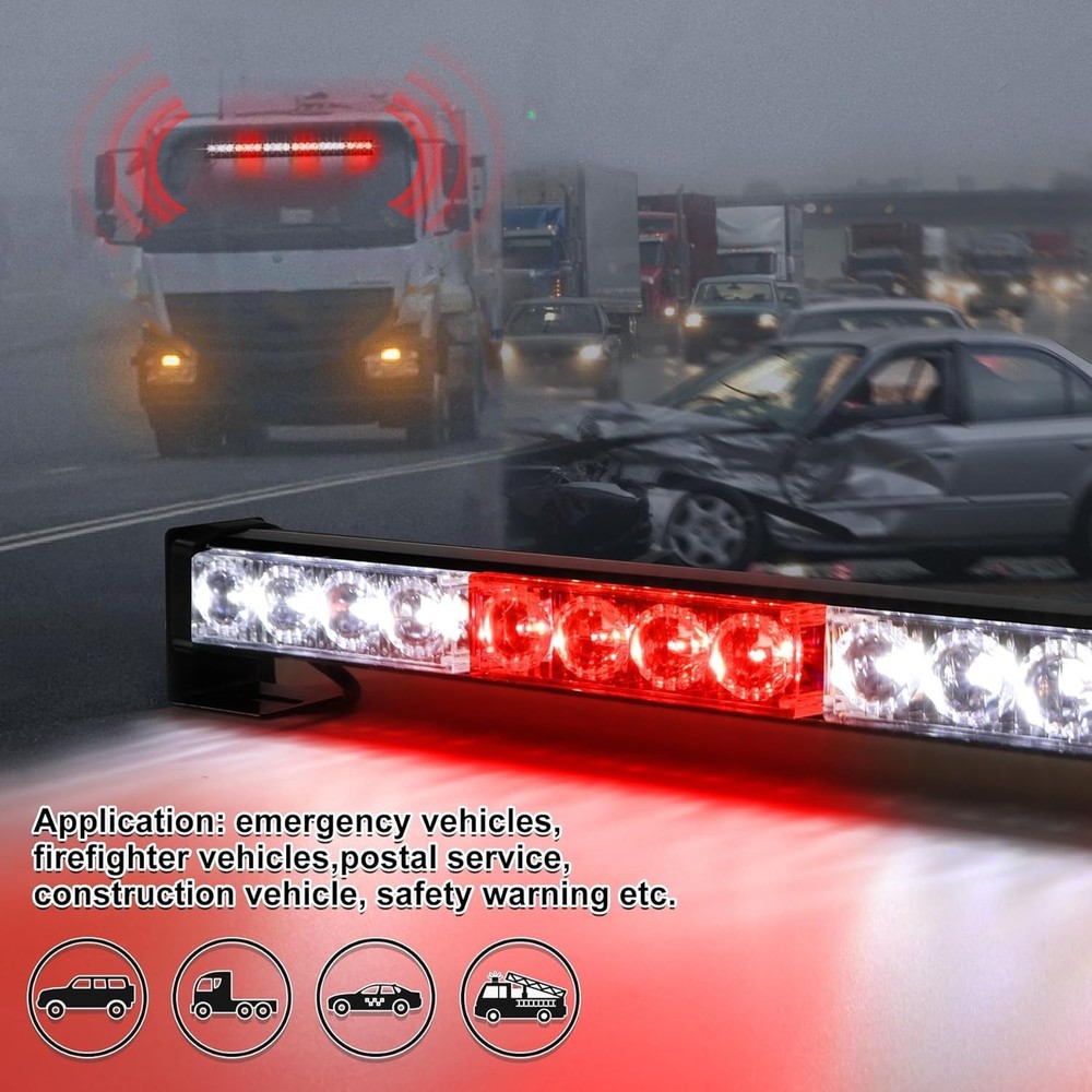 Red White LED Emergency Firefighter Lights Directional Hazard Warning Fire St...