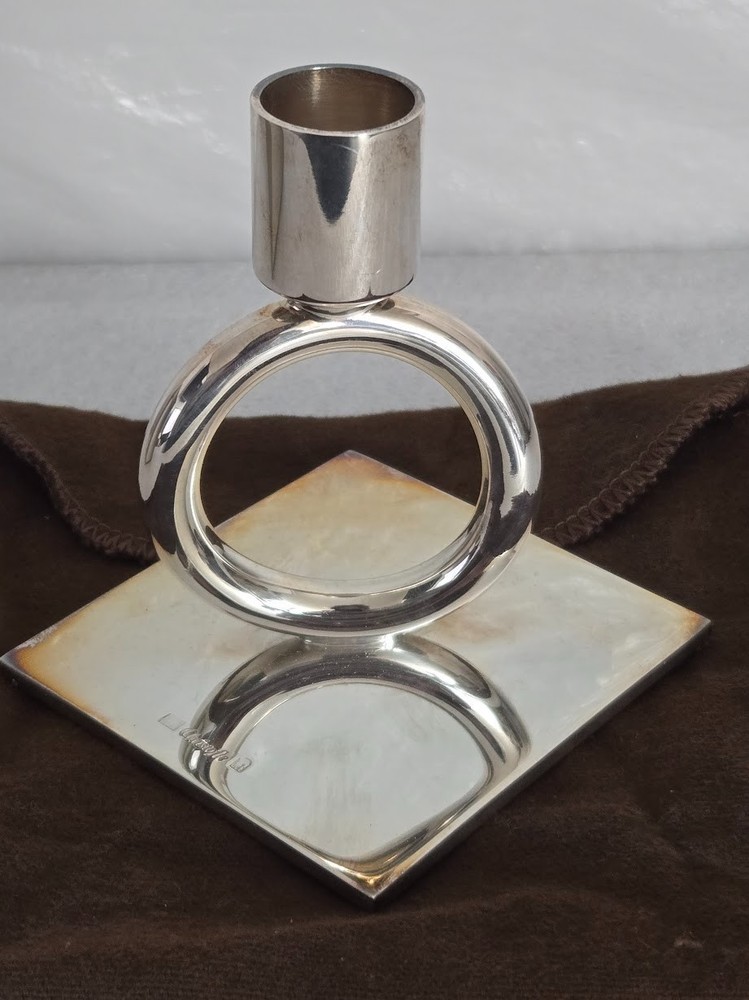 Christofle Vertigo #4210078 Silver-Plated Single-Ring Candlestick Holder 4"