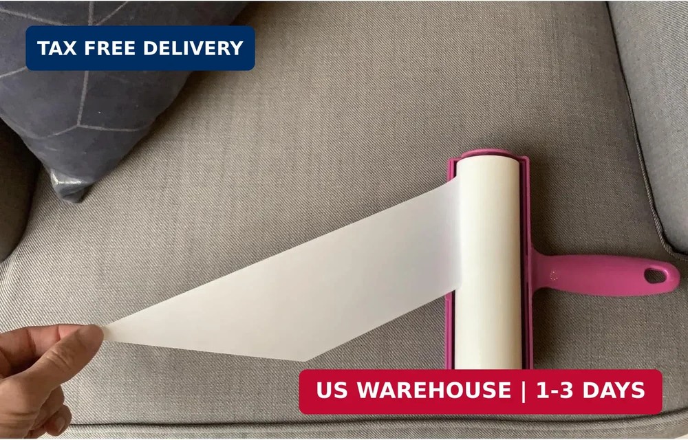 Large Lint Roller 6.3" with Extra Refill -120 Sticky Sheets, Protective Cover De