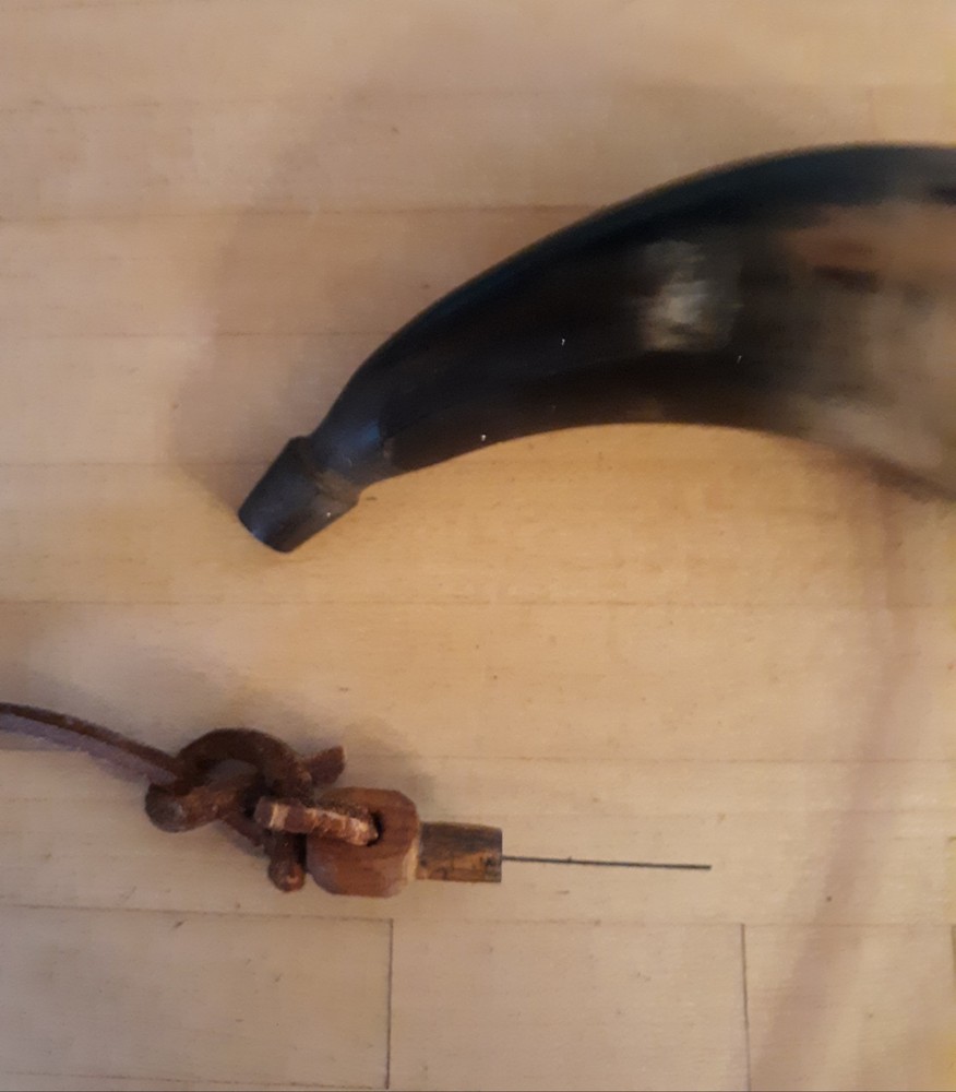 Vintage Small Black Powder Horn.- Muzzleloader = BlackPowder