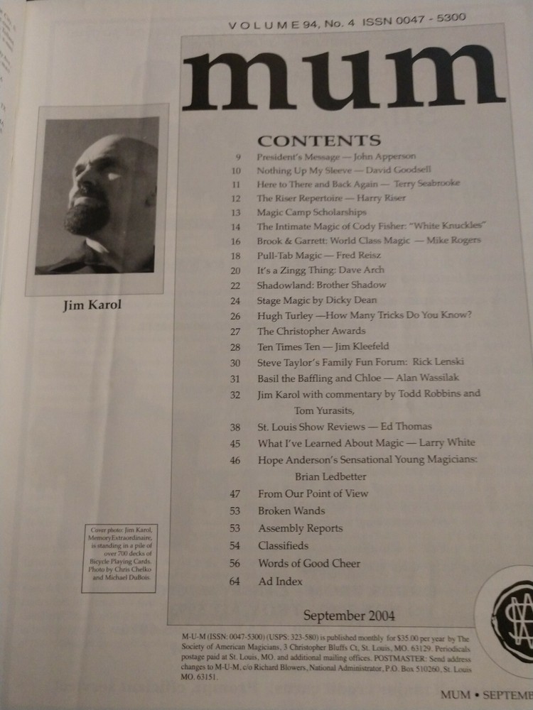 Jim Karol MUM Special Issue 2004