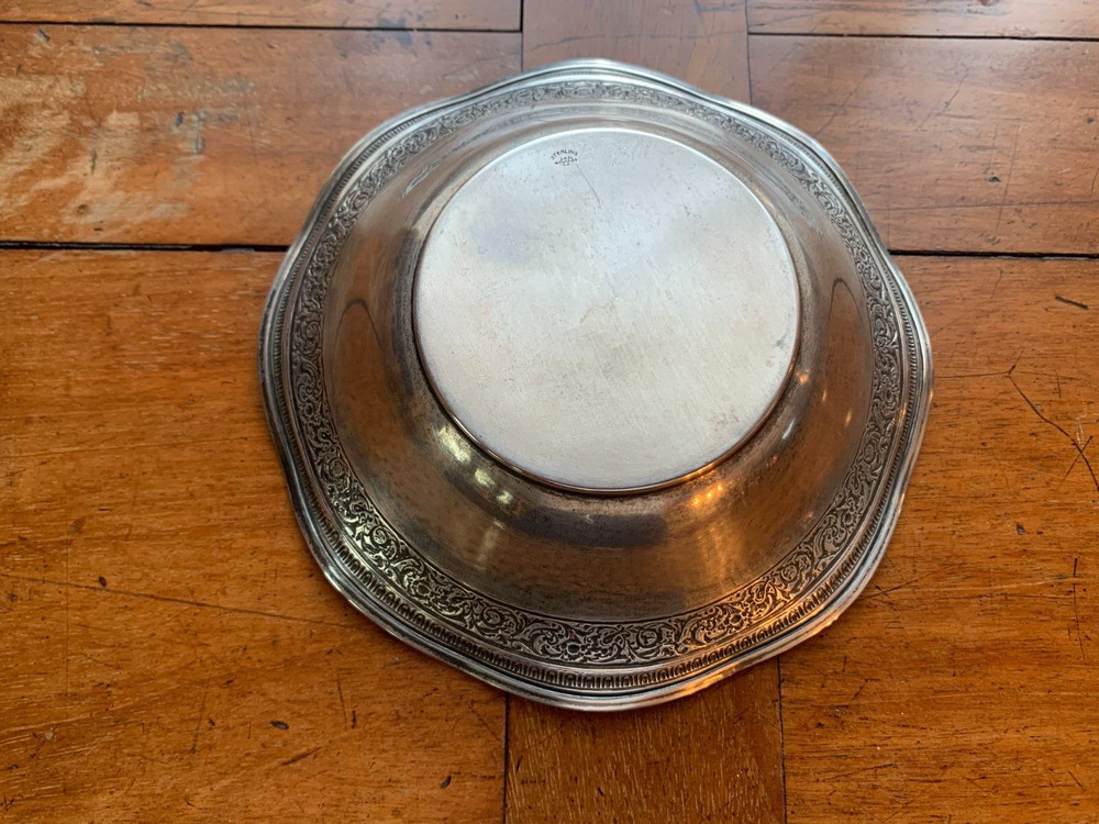 Webster Sterling Silver Nut Dish, Hammered & Wavy Rim, Monogramed "W" c. 1920