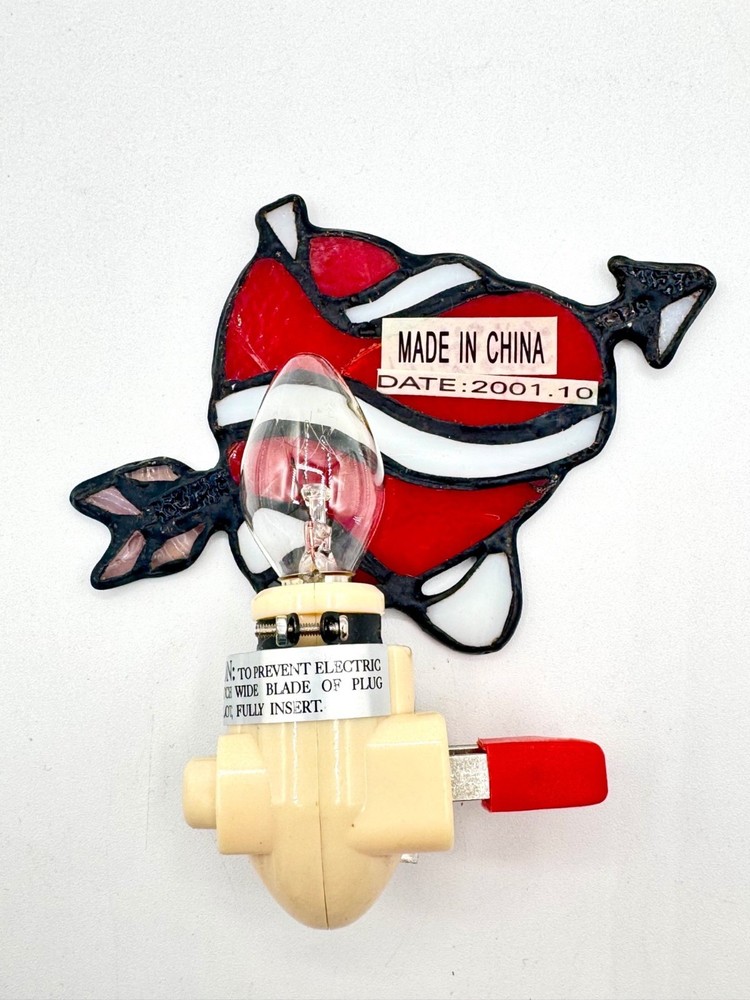 Vintage Heart Shape Stained Glass Night Light