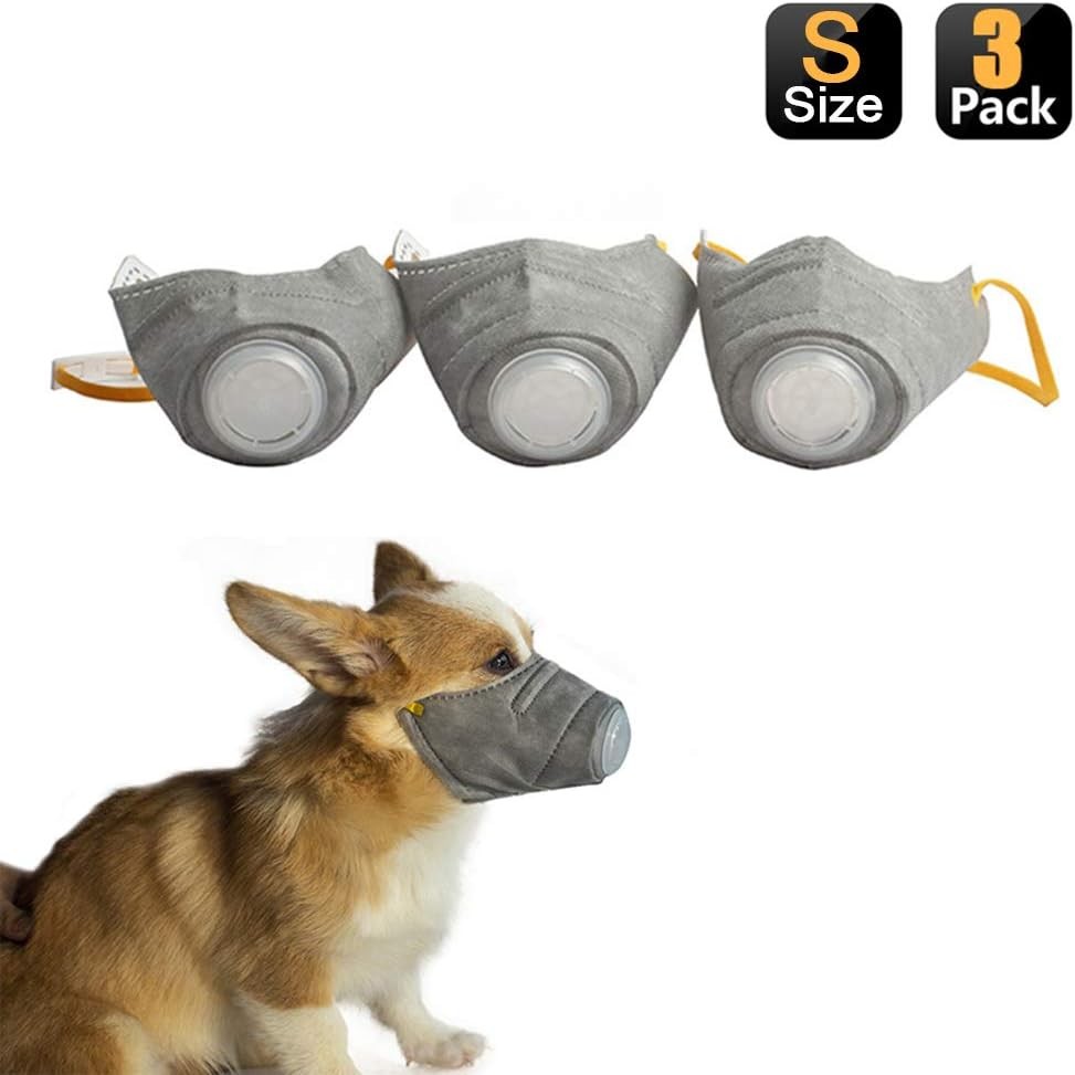 Dog Respirator Muzzle 3-Pack Adjustable Breathable Dog Protective Muzzle Pet