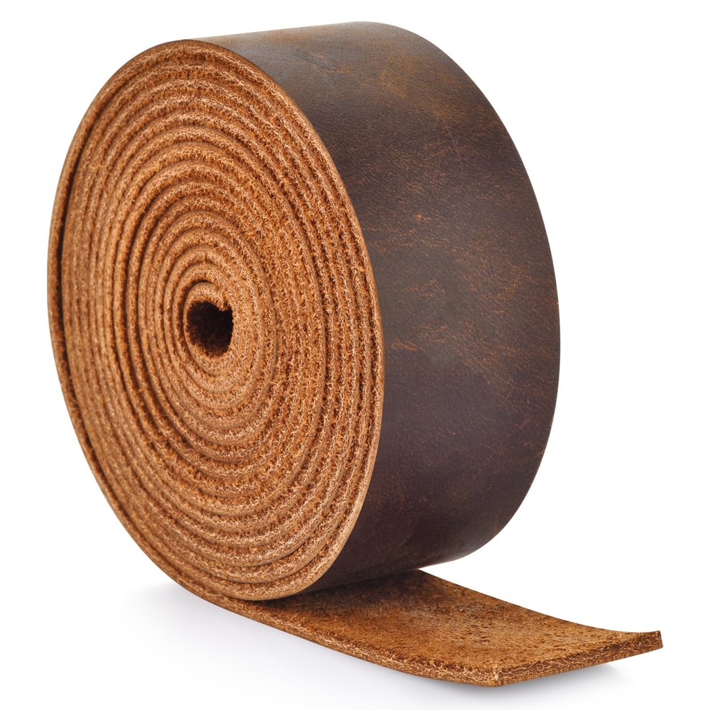 Leather Strap 1 Inches Wide Flat Strips, Genuine Full Grain DK Brown