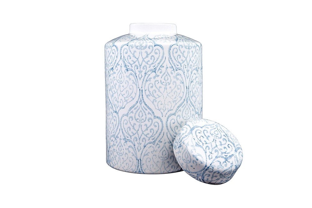 Blue & White Decorative Ginger Jar with Lid