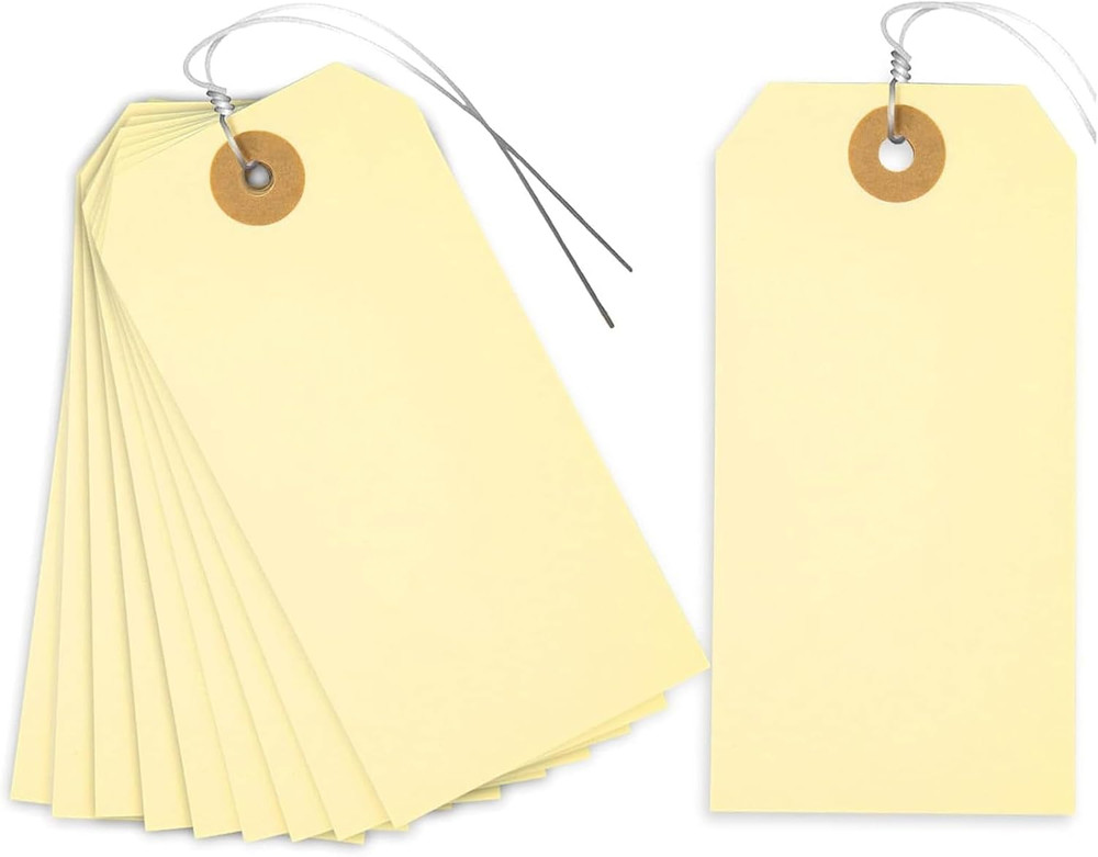 Tags with Metal Wire Attached, 120 PCS Blank Manila Pricing Tags for Labeling, E