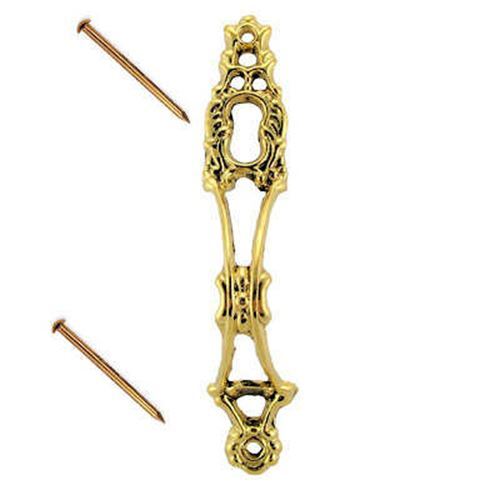 3-3/8" Victorian China Cabinet Finger Pull with Keyhole Solid Brass