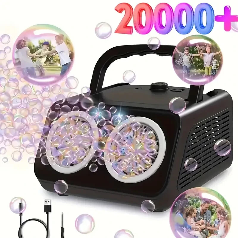 Automatic Bubble Machine, Bubble Blower With 2 Fans 20000+Bubbles Per/Min