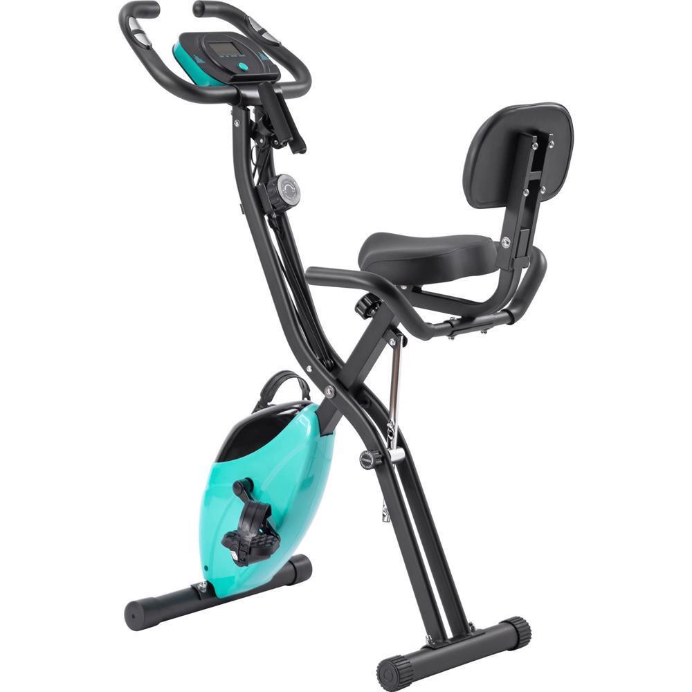 Large LCD Display Functional Foldable Design Exercise Bike - Black+Green