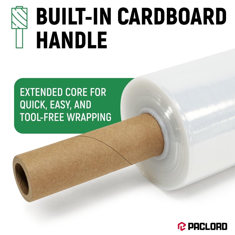 5" x 1000' Industrial Strength Mini Stretch Wrap with Extended Core Handles, ...