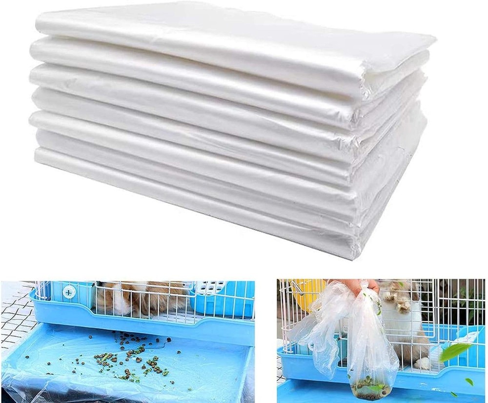 Kathson 100 Pcs Rabbit Cage Liners Disposable Large Plastic Mat Films for Bunny