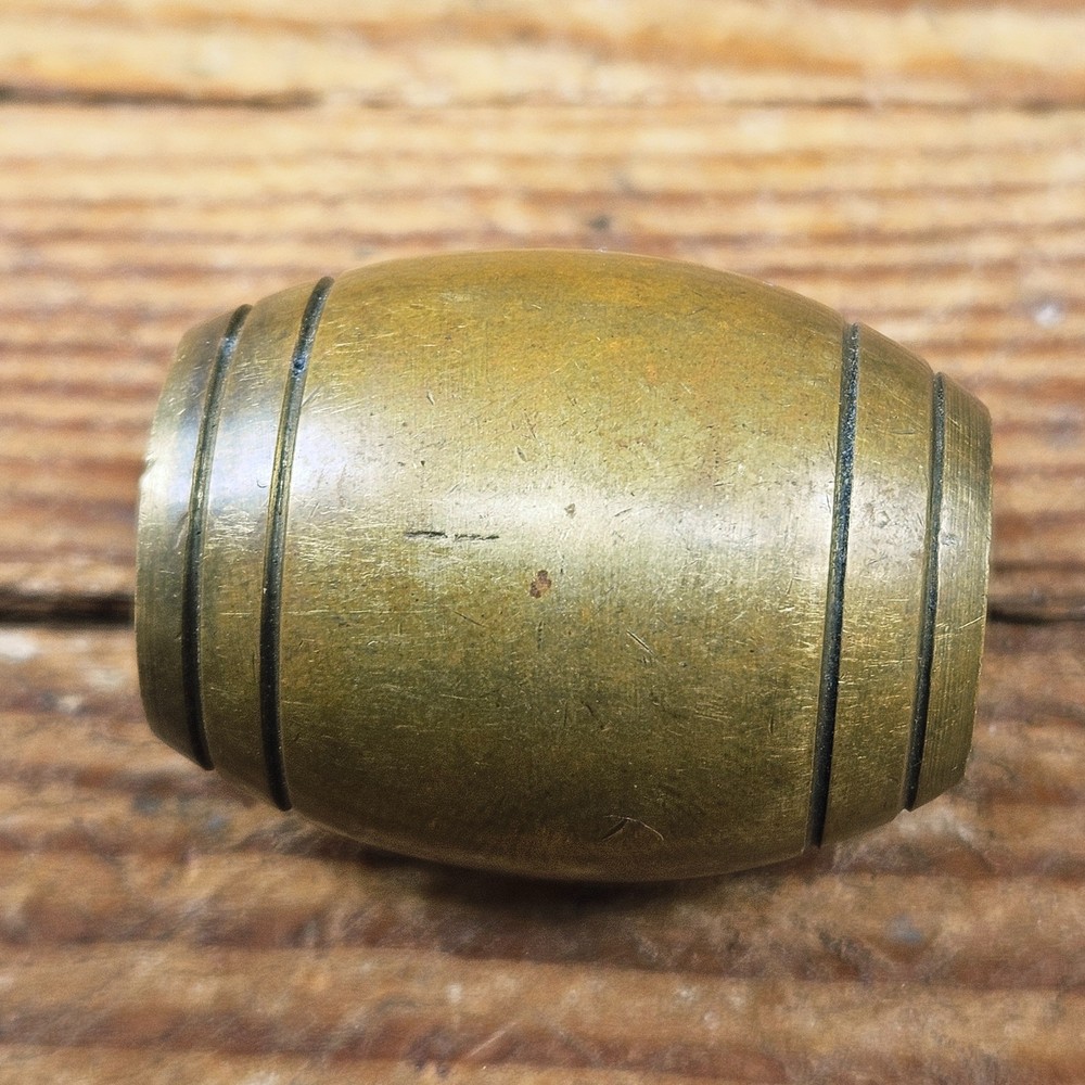 Vtg Oval Powder Horn Flask Push Button Valve Flintlock Muzzleloader