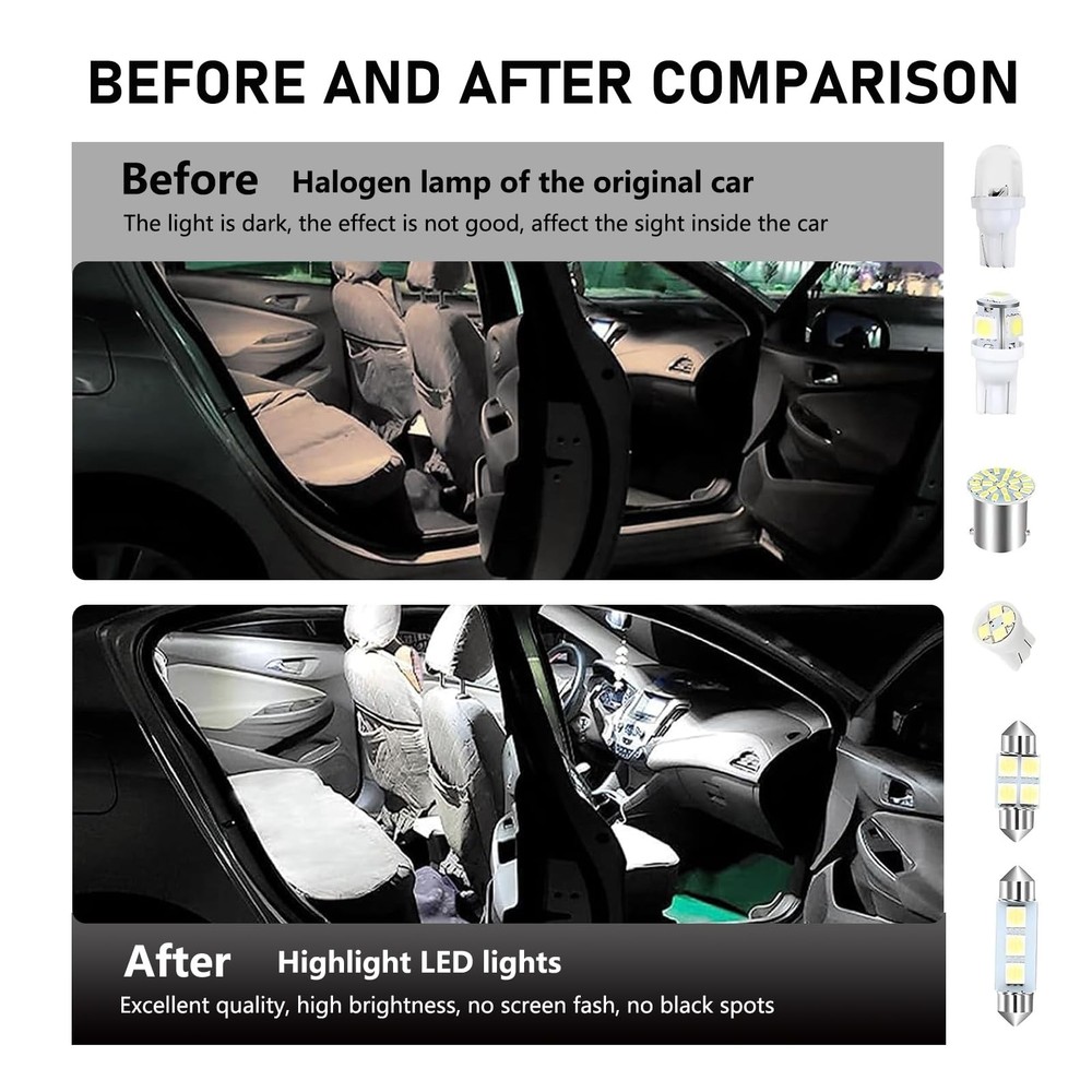 42 PCS Car Interior LED Light Combination Set, T10 31 mm 36 mm 41 mm Auto Rea...