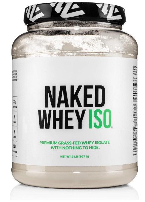 NAKED Whey Isolate, 30g Grass-Fed Protein, Zero Carb, Unflavored, 28 Servings