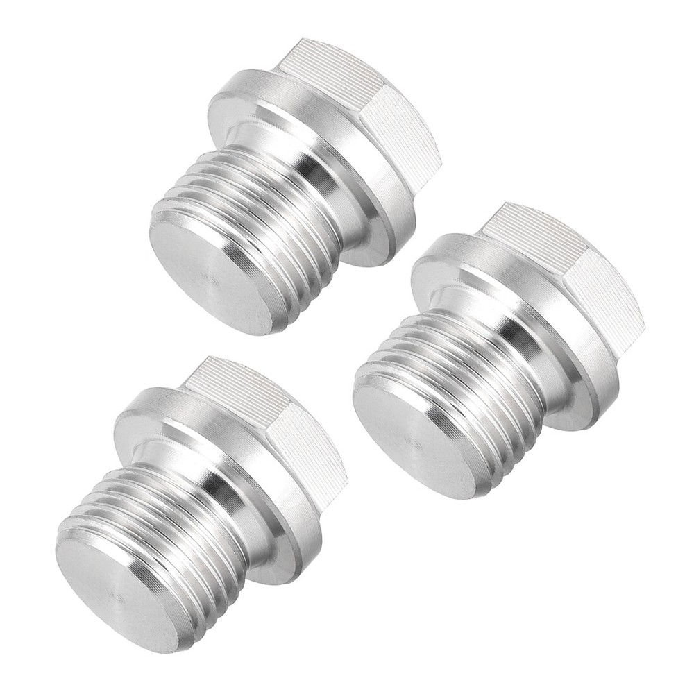 M16 x 1.5 Male Hex Head Plug 304 Stainless Steel Solid Thread Pipe Fitting 3Pcs