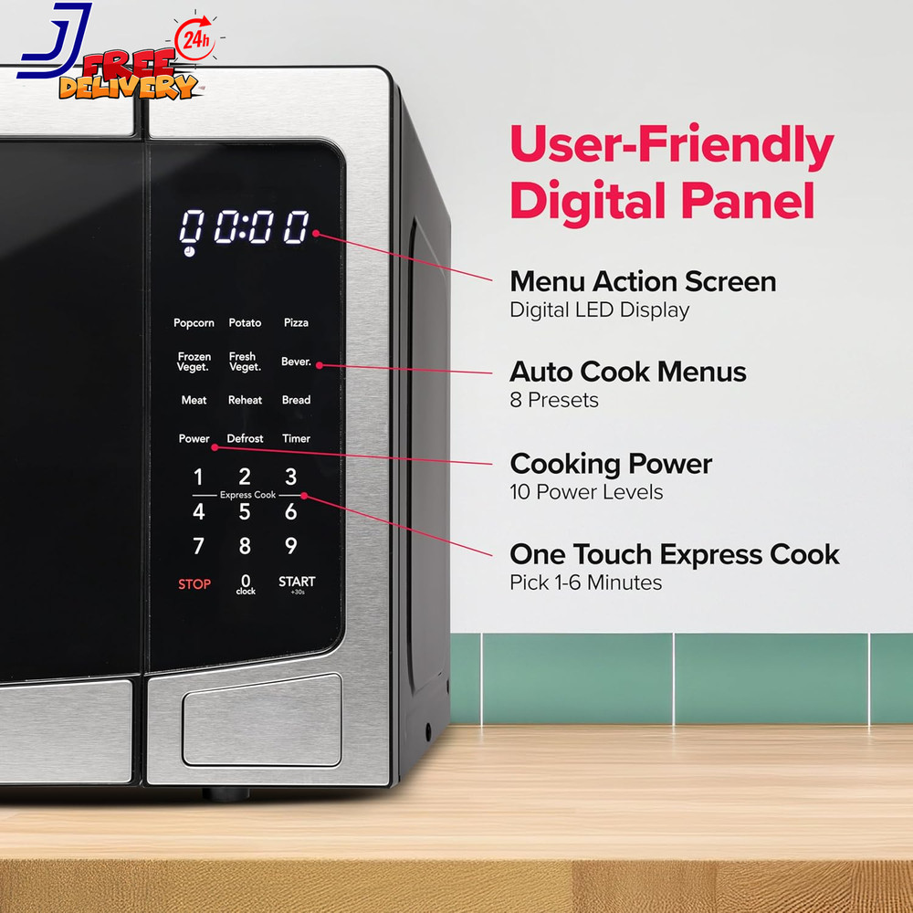 Stainless Steel Microwave Oven Multi Function Programmable 1.1 Cu Ft 1000-Watt