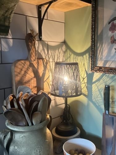 3 Level Dimmable Touch Table Lamp, Black Metal Tree Pattern Touch Control