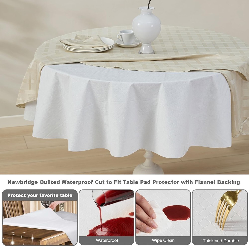 Waterproof Round Table Pad Protector, 70" - Heat Resistant