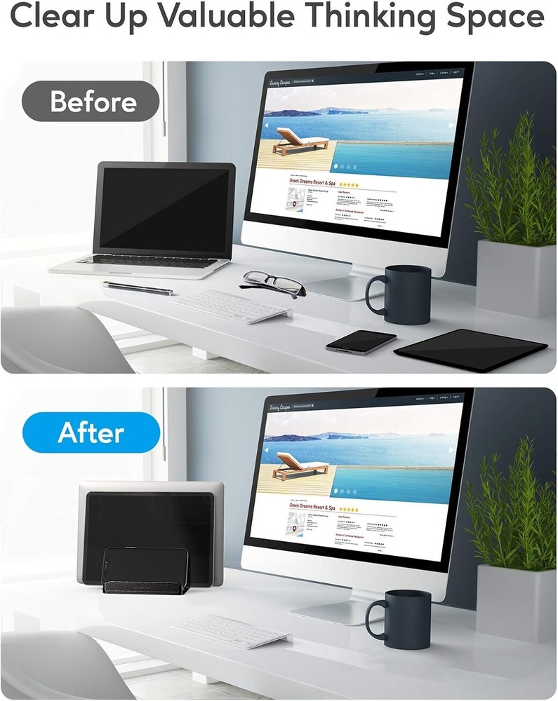 Space-Saving Aluminum Vertical Dock: Holds Laptops, Tablets & Phones Securely