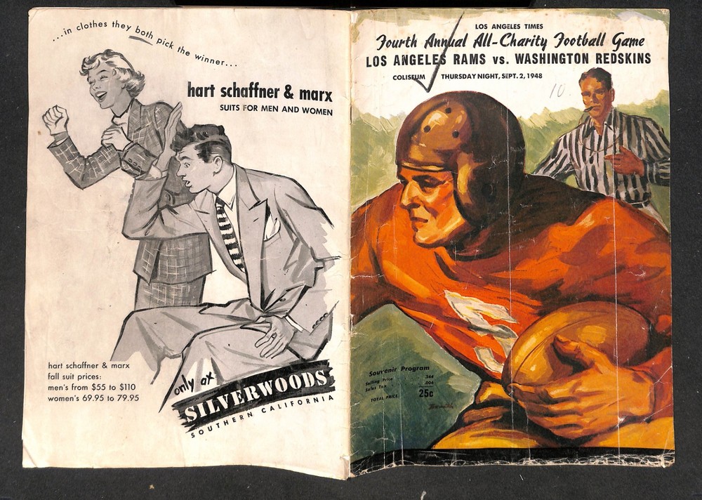 SEPTEMBER 2, 1948, WASHINGTON REDSKINS @ LOS ANGELES RAMS PROGRAM
