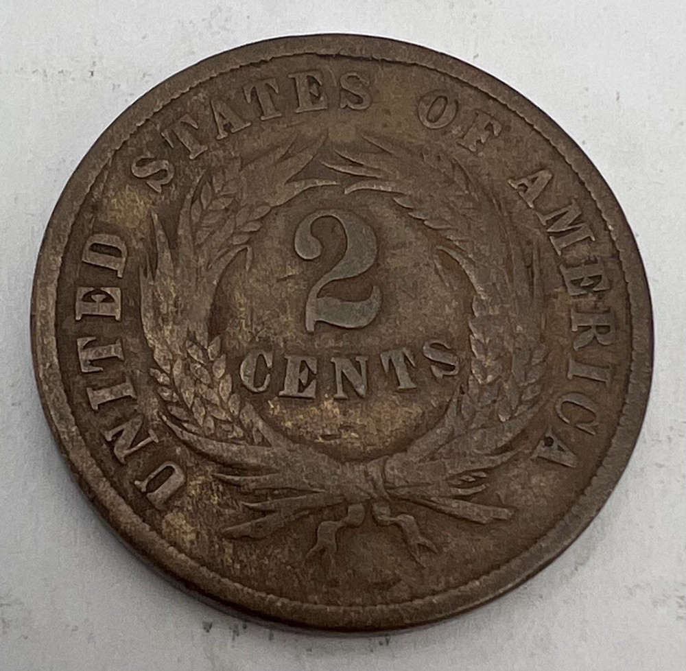 1868 Two Cent Piece 2C Nice US Early Copper Type Coin