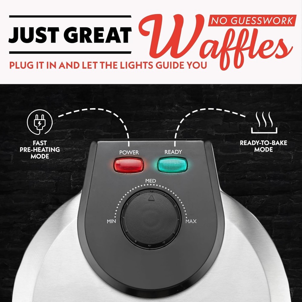 Belgian Waffle Maker – Compact Design with Upright Storage, Adjustable Browni...