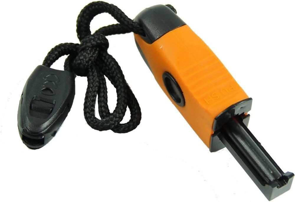 Estone 3 in1 Flint Stone Survival Magnesium Fire Starter Lighter+Whistle+Compass