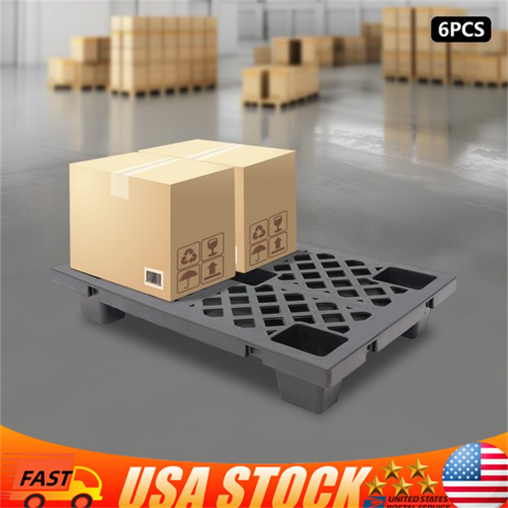 6 Pcs Moisture-proof Plastic Pallets Stackable Interlocking Storage Pallets